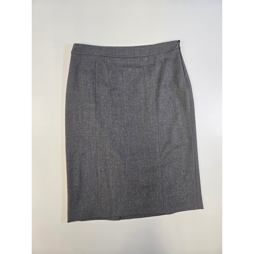 Theory Womens Grey Wool Blend Pencil Skirt Side Zip Lined‎ Size 6 Made in USA
